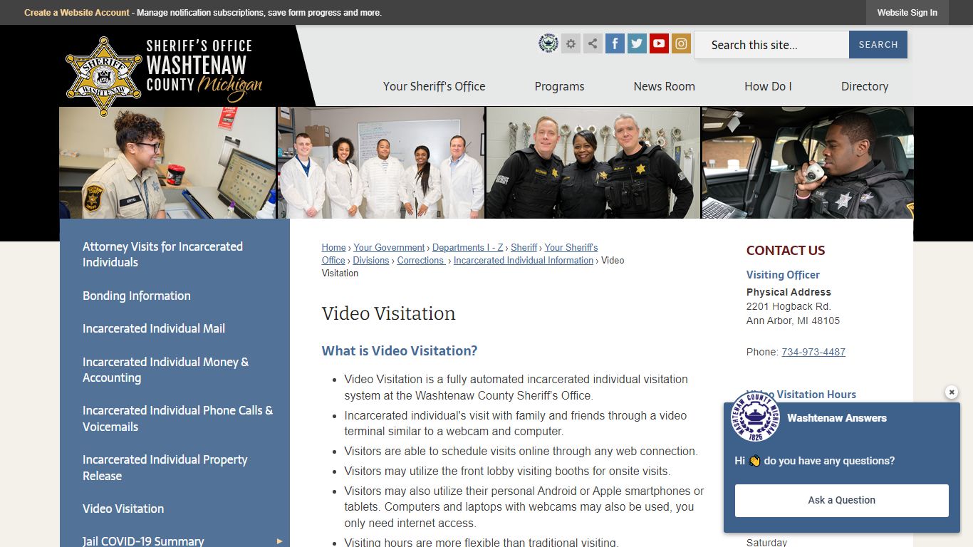 Video Visitation | Washtenaw County, MI