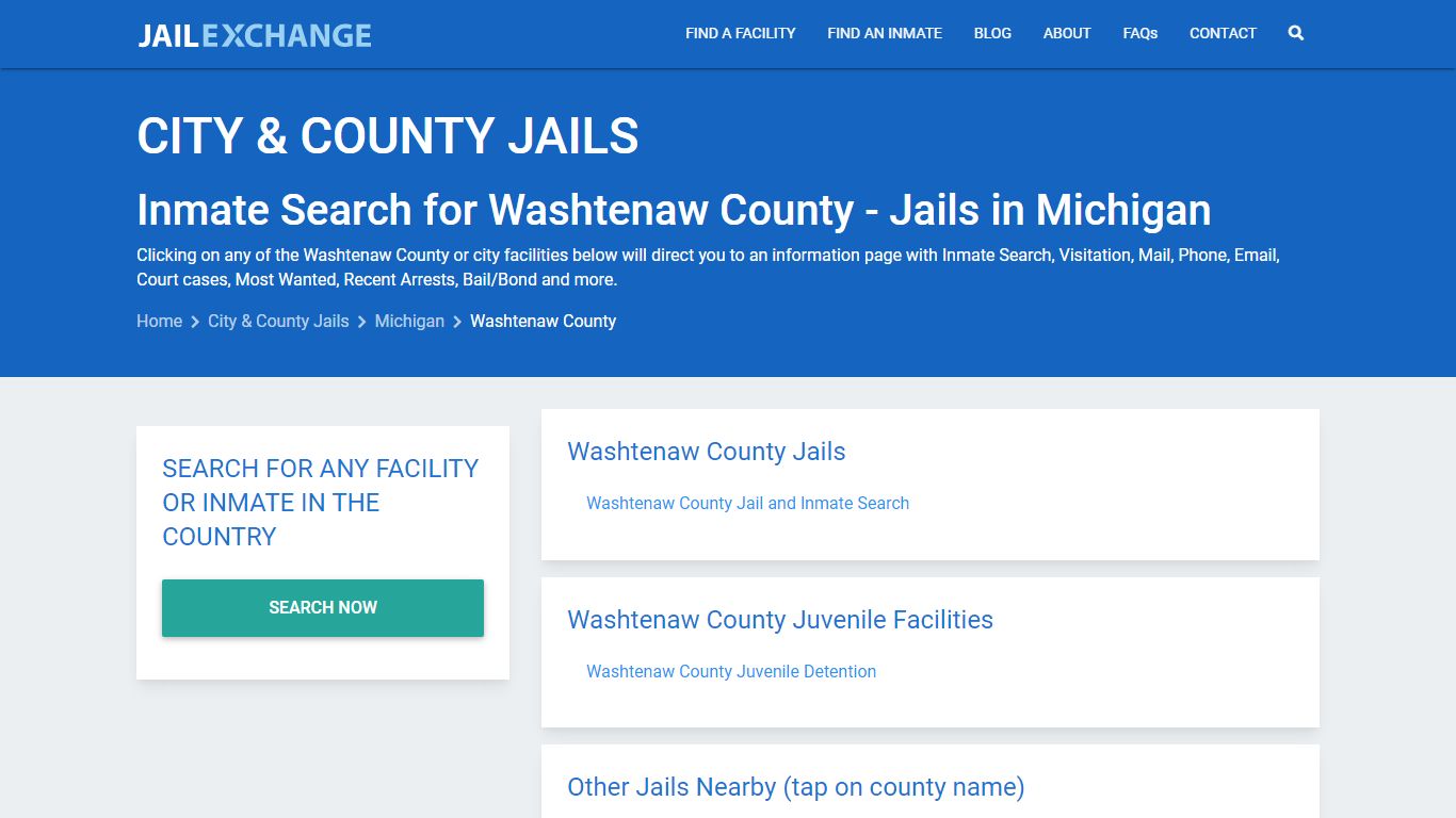 Inmate Search for Washtenaw County | Jails in Michigan - Jail Exchange
